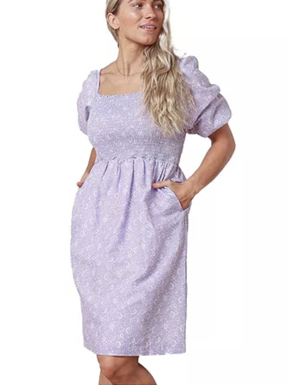 Hope & Henry Women's Bubble Sleeves Organic Cotton Dress, Size 12